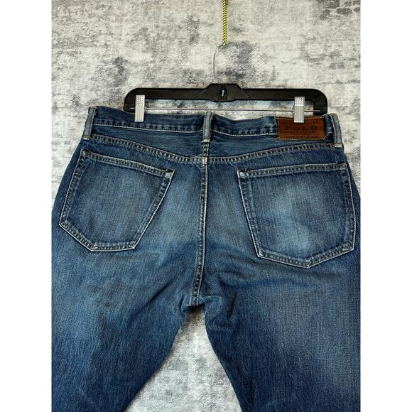 Polo Ralph Lauren Straight Selvedge Jeans Whiskering Dark Wash 36x29 R44SD51 - Picture 4 of 13